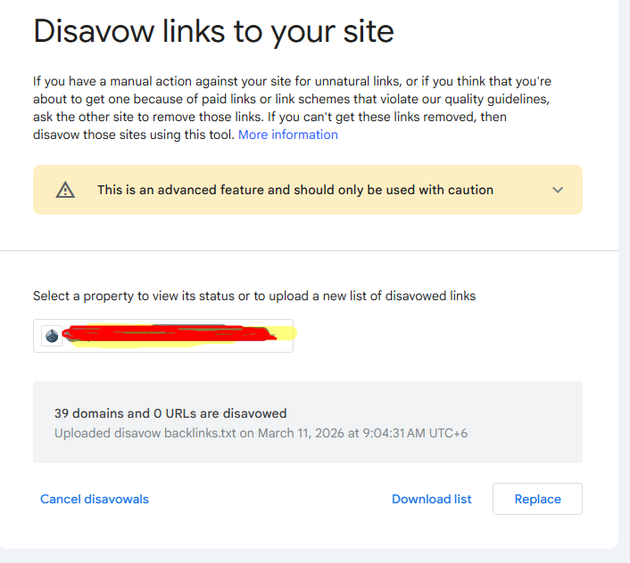 link disavow done by gsc
