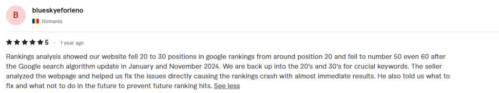 fiverr review google algorithm recovery 3 review by clients